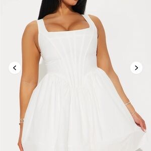 Fashion Nova White Pleated Mini Dress